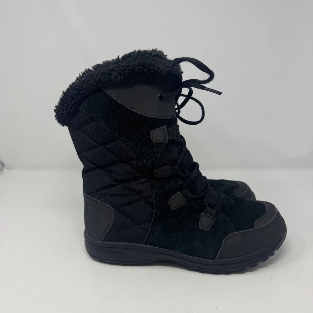 Columbia Minx Mid II Omni-Heat Black Waterproof Winter Boots Womens 8.5 YL5206